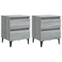 Comodini con Gambe in Metallo 2 pz Grigio Sonoma 40x35x50 cm