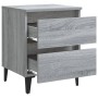 Comodini con Gambe in Metallo 2 pz Grigio Sonoma 40x35x50 cm