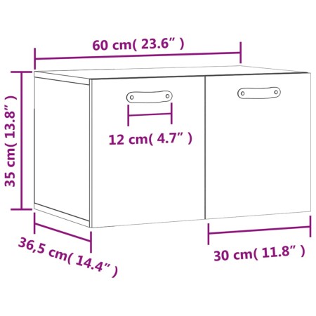 Mobile a Parete Grigio Sonoma 60x36,5x35cm in Legno Multistrato