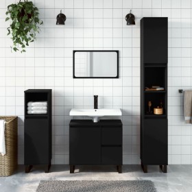 Armadietto da Bagno Nero 65x33x60 cm in Legno Multistrato