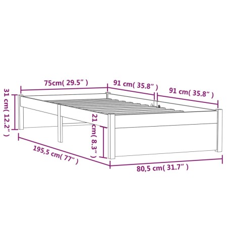 Giroletto in Legno Massello 75x190 cm Small Single