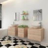 Set Mobili da Bagno con Lavabo 7 pz Beige