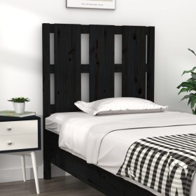 Testiera per Letto Nera 80,5x4x100 cm in Legno Massello di Pino