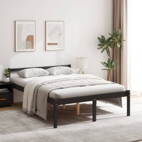 Letto per Anziani Nero 135x190 cm Double in Legno di Pino