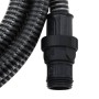 Tubo di Aspirazione con Raccordi in Ottone Nero 1" 10 m PVC