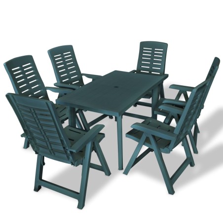 Set da Pranzo da Giardino 7 pz in Plastica Verde