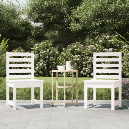 Sedie da Giardino 2pz Bianche 50x48x91,5 Legno Massello di Pino