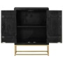 Credenza con 2 Ante Nero e Oro 55x30x75 cm Legno Massello Mango