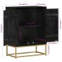 Credenza con 2 Ante Nero e Oro 55x30x75 cm Legno Massello Mango