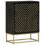 Credenza con 2 Ante Nero e Oro 55x30x75 cm Legno Massello Mango