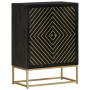 Credenza con 2 Ante Nero e Oro 55x30x75 cm Legno Massello Mango