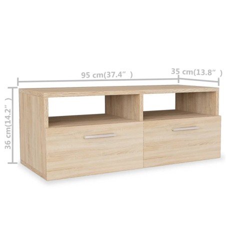 Mobili TV 2 pz in Legno Multistrato 95x35x36 cm Rovere