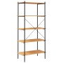 Scaffale con 5 Mensole Nero e Rovere 80x40x163 cm