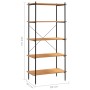 Scaffale con 5 Mensole Nero e Rovere 80x40x163 cm