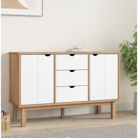 Credenza OTTA Marrone e Bianco 113,5x43x73 cm in Legno di Pino