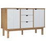 Credenza OTTA Marrone e Bianco 113,5x43x73 cm in Legno di Pino