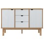 Credenza OTTA Marrone e Bianco 113,5x43x73 cm in Legno di Pino