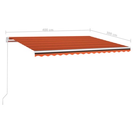 Tenda da Sole Retrattile Manuale LED 400x300 cm Arancio Marrone