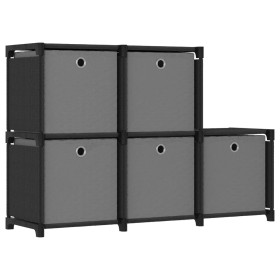 Mobile con 5 Scatole a Cubo Nero 103x30x72,5 cm in Tessuto