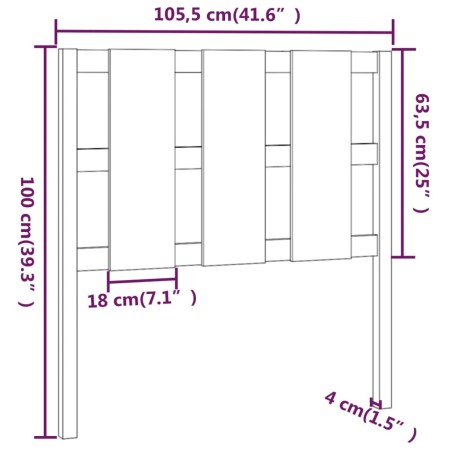 Testiera per Letto Bianca 105,5x4x100 cm Legno Massello di Pino