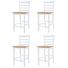 Set Tavolo e Sedie da Bar 5 pz Legno Massello Marrone e Bianco