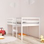 Letto a Soppalco Bianco 90x200 cm in Legno Massello di Pino