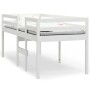 Letto a Soppalco Bianco 90x200 cm in Legno Massello di Pino