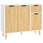 Credenza Bianca e Rovere Sonoma 90x30x72cm in Legno Multistrato