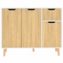 Credenza Bianca e Rovere Sonoma 90x30x72cm in Legno Multistrato