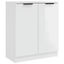 Credenza Bianco Lucido 60x30x70 cm in Legno Multistrato