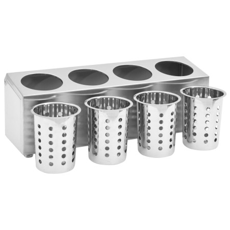 Portaposate con 4 Inserti Rettangolare in Acciaio Inox