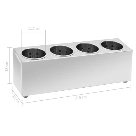 Portaposate con 4 Inserti Rettangolare in Acciaio Inox