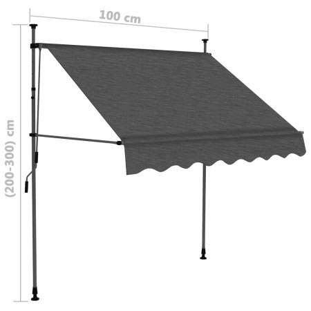 Tenda da Sole Retrattile Manuale con LED 100 cm Antracite