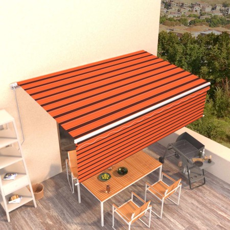 Tenda Sole Retrattile Manuale Parasole 5x3m Arancione Marrone