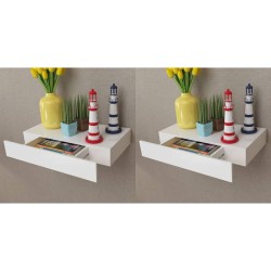 Mensole con Cassetti 2 pz Bianco 48 cm