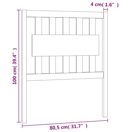 Testiera per Letto Nera 80,5x4x100 cm in Legno Massello di Pino