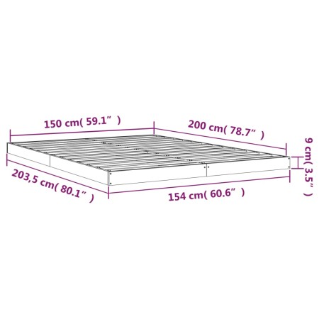 Giroletto Grigio 150x200 cm King in Legno Massello di Pino