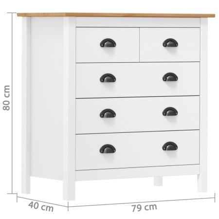 Credenza Hill Bianca 79x40x80 cm in Legno Massello di Pino