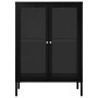 Credenza Nera 75x35x105 cm in Acciaio e Vetro