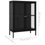 Credenza Nera 75x35x105 cm in Acciaio e Vetro