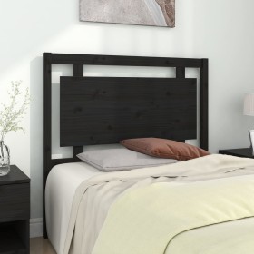 Testiera per Letto Nera 105,5x4x100cm in Legno Massello di Pino