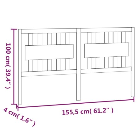 Testiera per Letto Grigia 155,5x4x100 cm Legno Massello di Pino