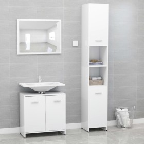 Set Mobili da Bagno 3 pz Bianco in Truciolato