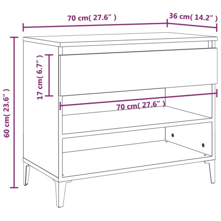 Scarpiera Grigio Sonoma 70x36x60 cm in Legno Multistrato