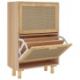 Scarpiera Marrone52x25x80cm Legno Multistrato e Rattan Naturale