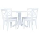 Set da Pranzo 5 pz in Legno Massello di Hevea Bianco