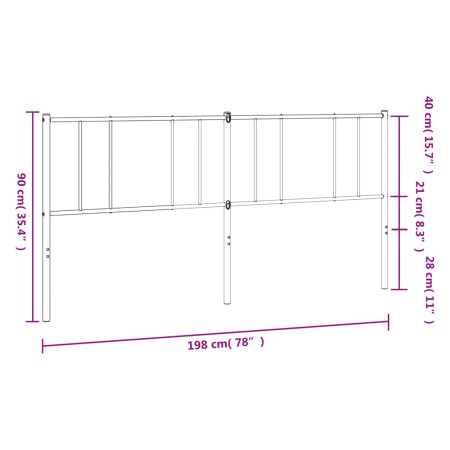 Testiera in Metallo Bianco 193 cm