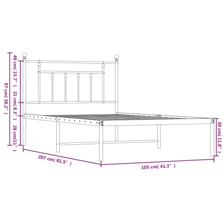 Giroletto con Testiera Metallo Bianco 100x200 cm