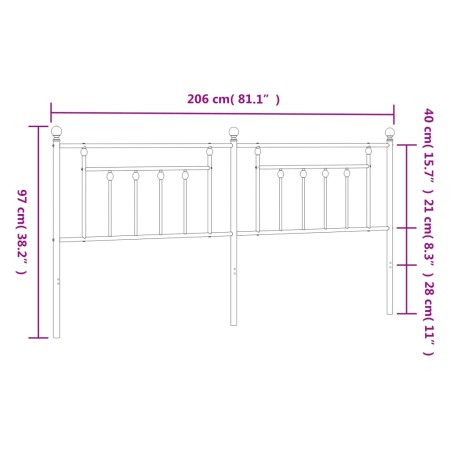 Testiera in Metallo Bianco 200 cm