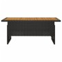 Tavolo Giardino Nero 100x50x43/63cm Massello Acacia Polyrattan